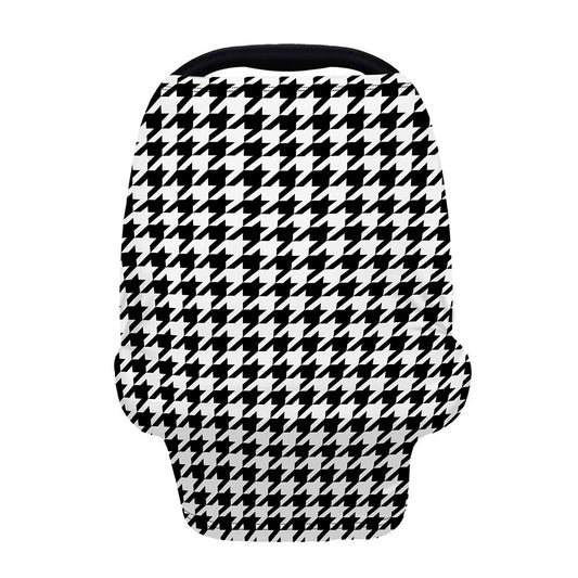 Black And White Houndstooth Print Baby Seat Cover