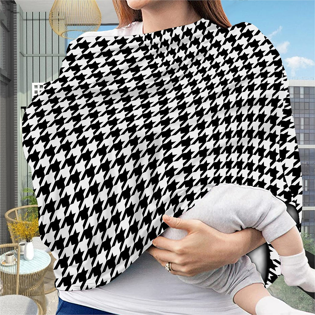 Black And White Houndstooth Print Baby Seat Cover