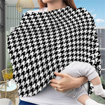 Black And White Houndstooth Print Baby Seat Cover