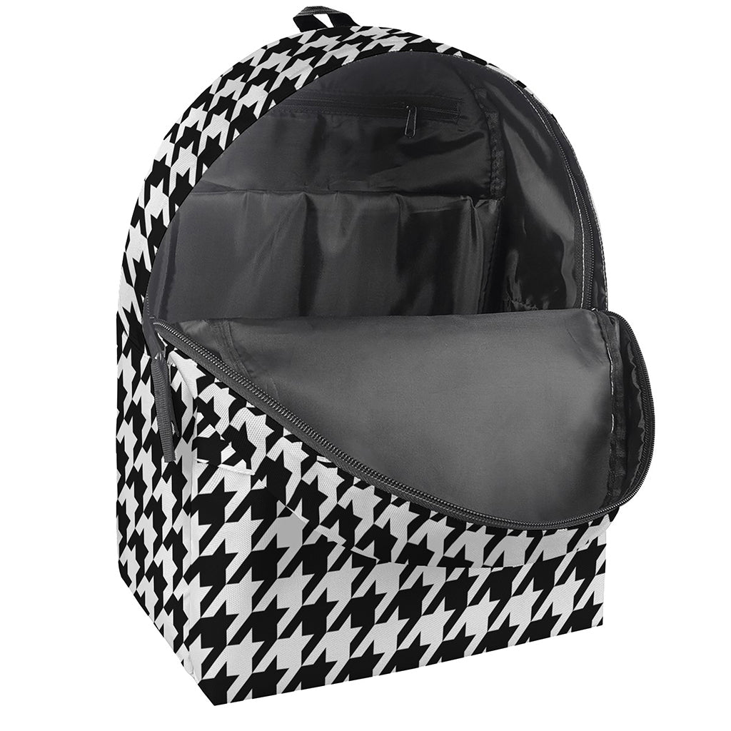 Black And White Houndstooth Print Backpack