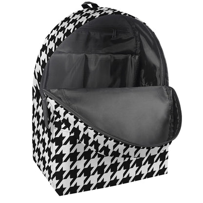 Black And White Houndstooth Print Backpack