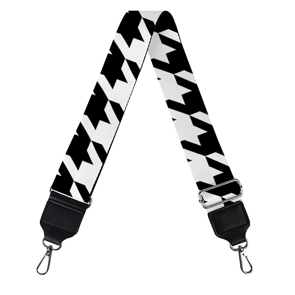 Black And White Houndstooth Print Bag Strap