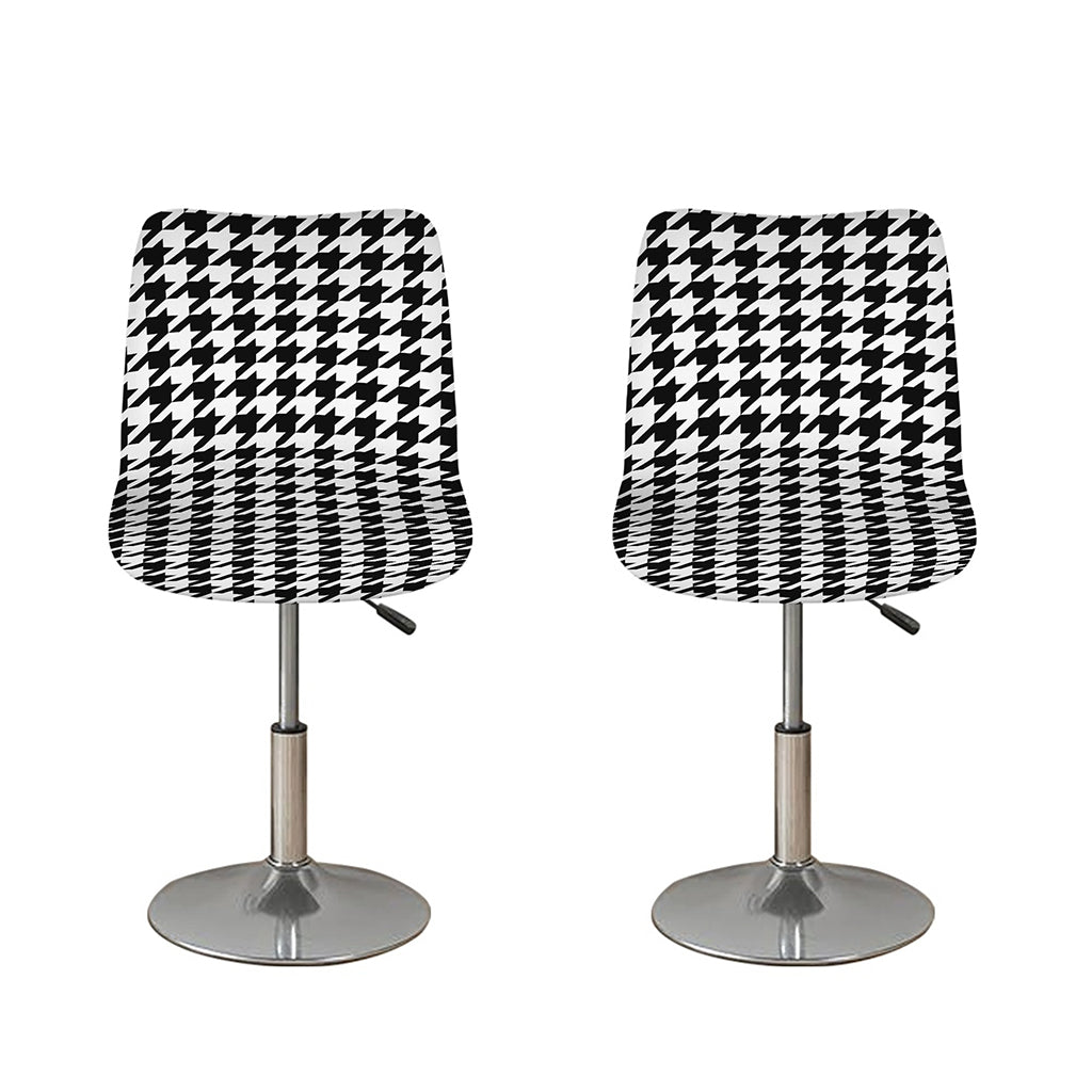 Black And White Houndstooth Print Bar Stool Covers