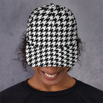 Black And White Houndstooth Print Baseball Cap