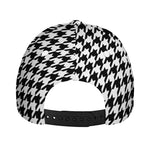 Black And White Houndstooth Print Baseball Cap