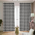 Black And White Houndstooth Print Dimout Pencil Pleat Curtains