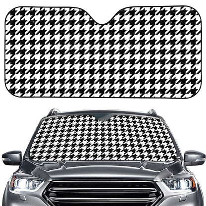 Black And White Houndstooth Print Car Windshield Sun Shade