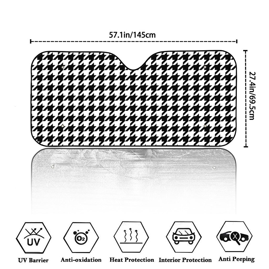 Black And White Houndstooth Print Car Windshield Sun Shade