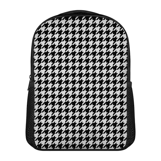 Black And White Houndstooth Print Casual Backpack