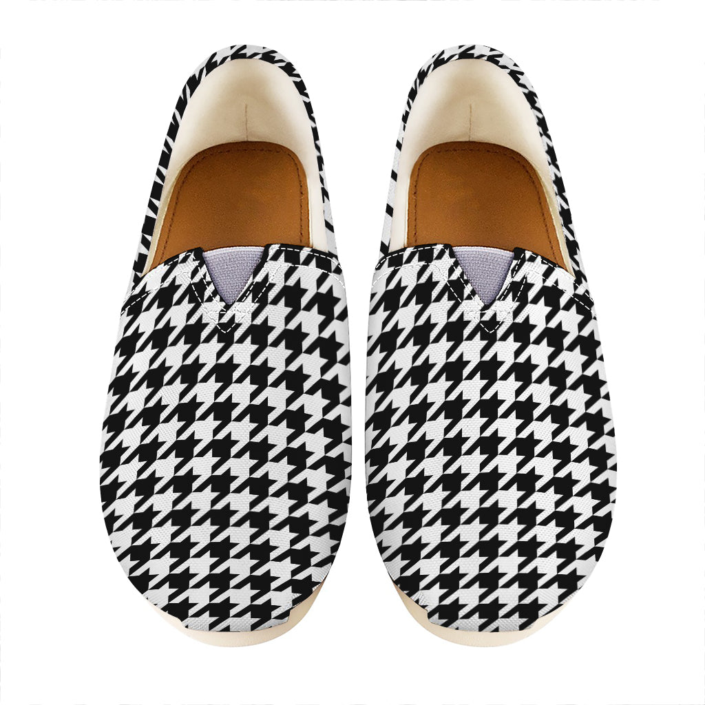Black And White Houndstooth Print Casual Shoes