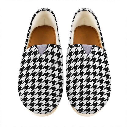 Black And White Houndstooth Print Casual Shoes