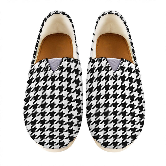 Black And White Houndstooth Print Casual Shoes