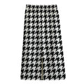 Black And White Houndstooth Print Cotton Front Slit Maxi Skirt