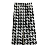 Black And White Houndstooth Print Cotton Front Slit Maxi Skirt