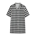 Black And White Houndstooth Print Cotton Hawaiian Shirt