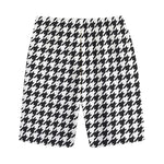 Black And White Houndstooth Print Cotton Shorts