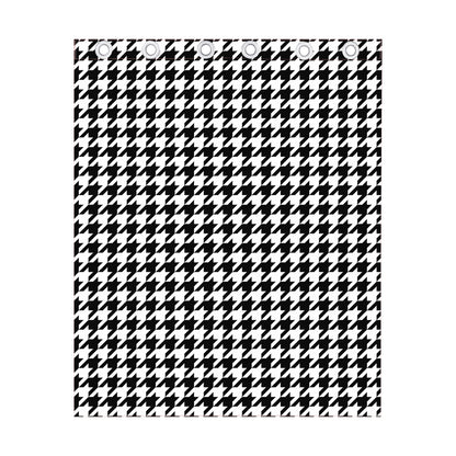 Black And White Houndstooth Print Curtain
