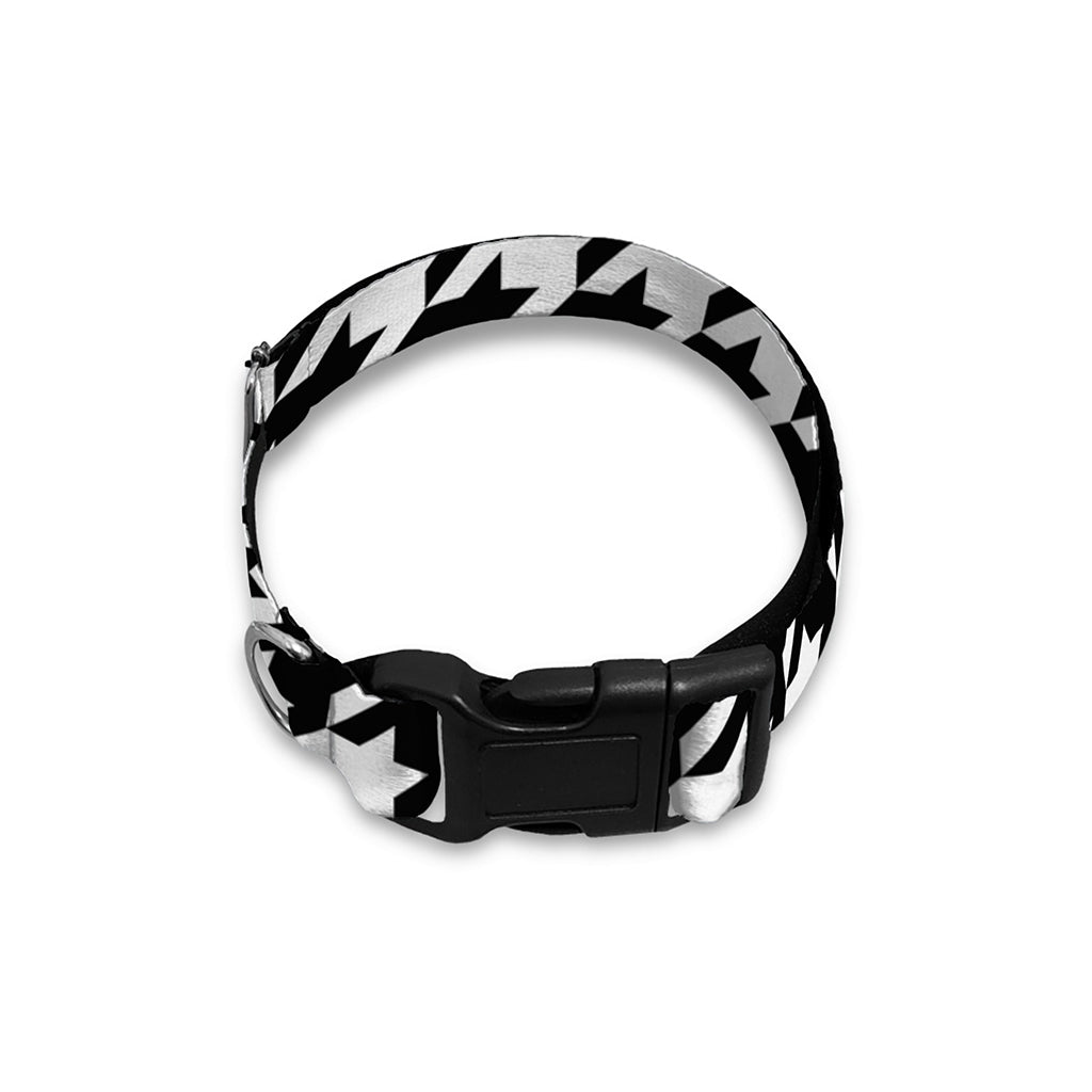 Black And White Houndstooth Print Dog Collar