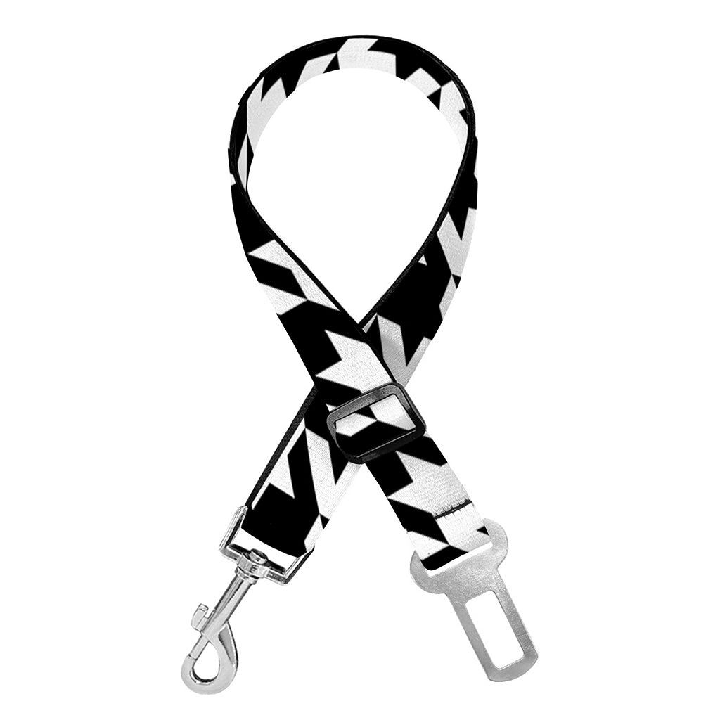 Black And White Houndstooth Print Dog Seat Belt