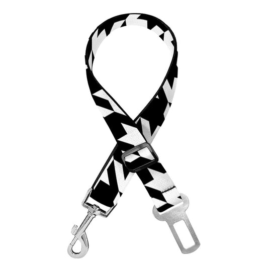 Black And White Houndstooth Print Dog Seat Belt
