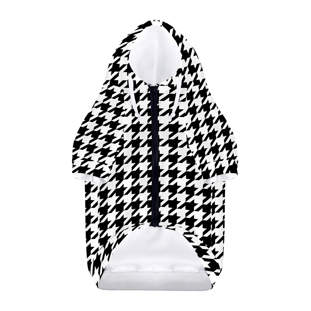 Black And White Houndstooth Print Dog Zip Up Hoodie