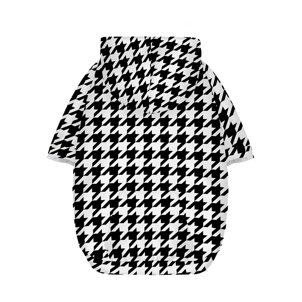 Black And White Houndstooth Print Dog Zip Up Hoodie