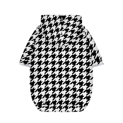 Black And White Houndstooth Print Dog Zip Up Hoodie