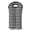 Black And White Houndstooth Print Double Neoprene Wine Tote