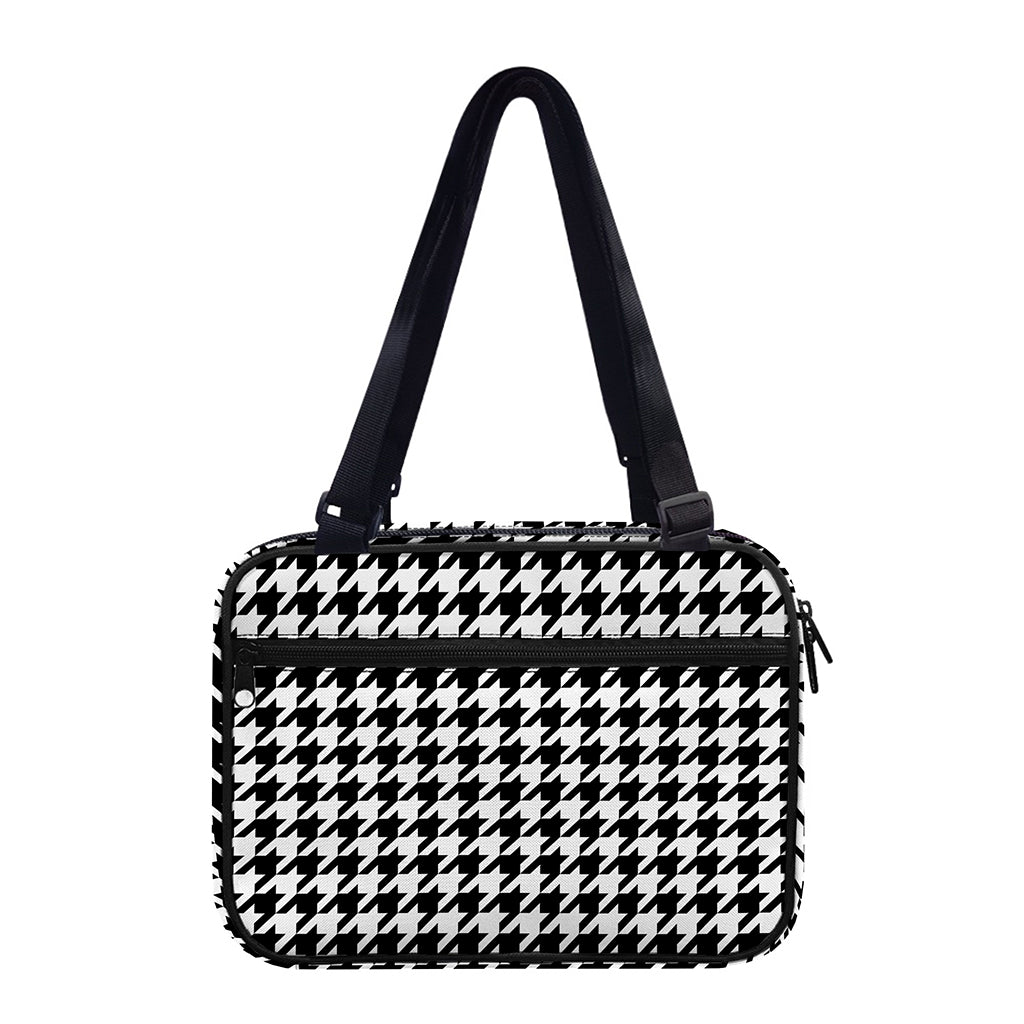 Black And White Houndstooth Print Double Strap Bible Bag