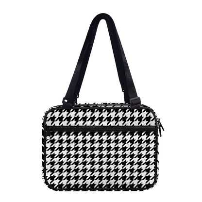 Black And White Houndstooth Print Double Strap Bible Bag