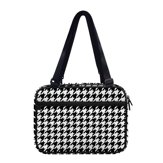Black And White Houndstooth Print Double Strap Bible Bag