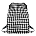 Black And White Houndstooth Print Drawstring Backpack