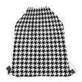 Black And White Houndstooth Print Drawstring Bag