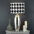 Black And White Houndstooth Print Drum Lamp Shade