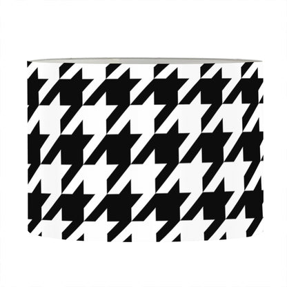 Black And White Houndstooth Print Drum Lamp Shade