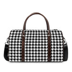 Black And White Houndstooth Print Duffle Bag