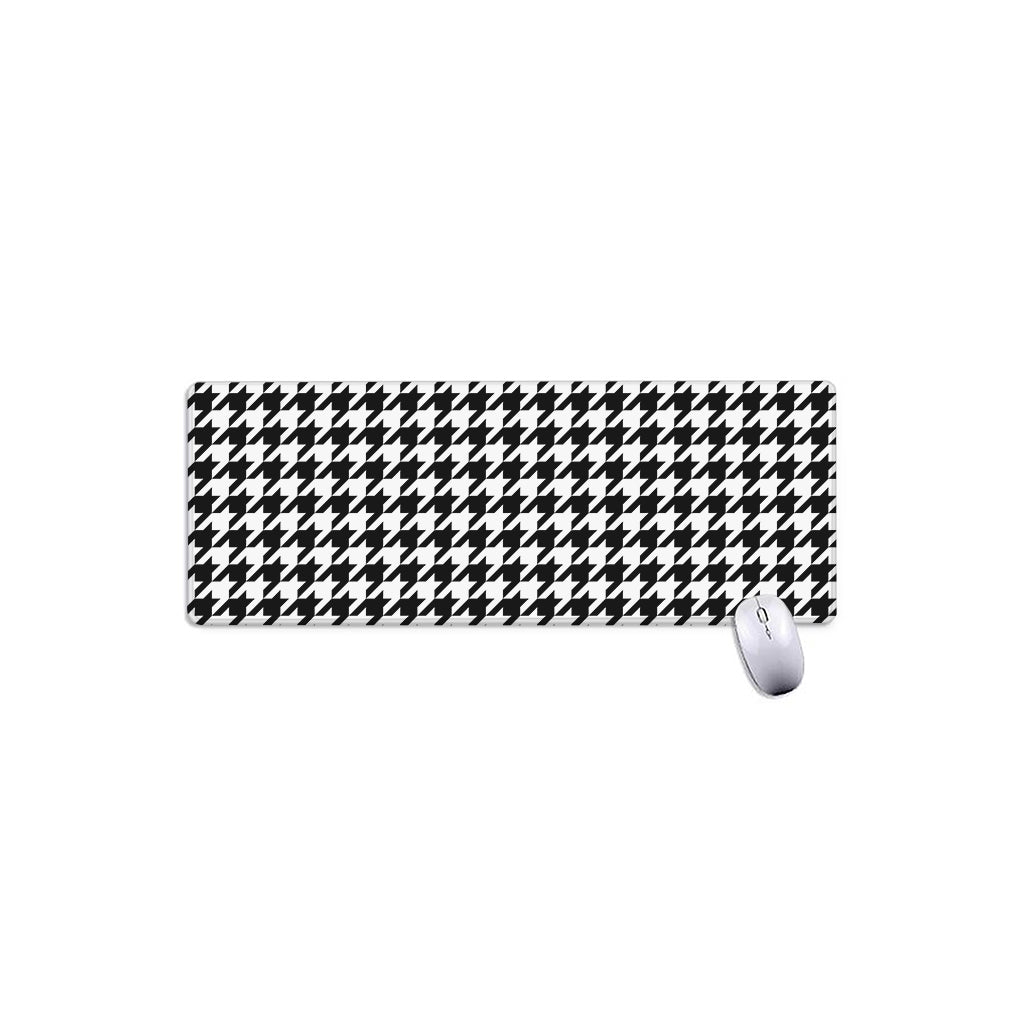 Black And White Houndstooth Print Extended Mouse Pad