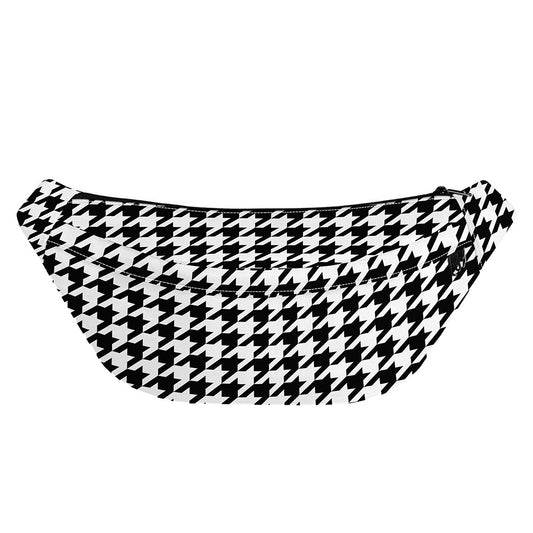 Black And White Houndstooth Print Fanny Pack