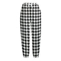 Black And White Houndstooth Print Fleece Lined Knit Pants