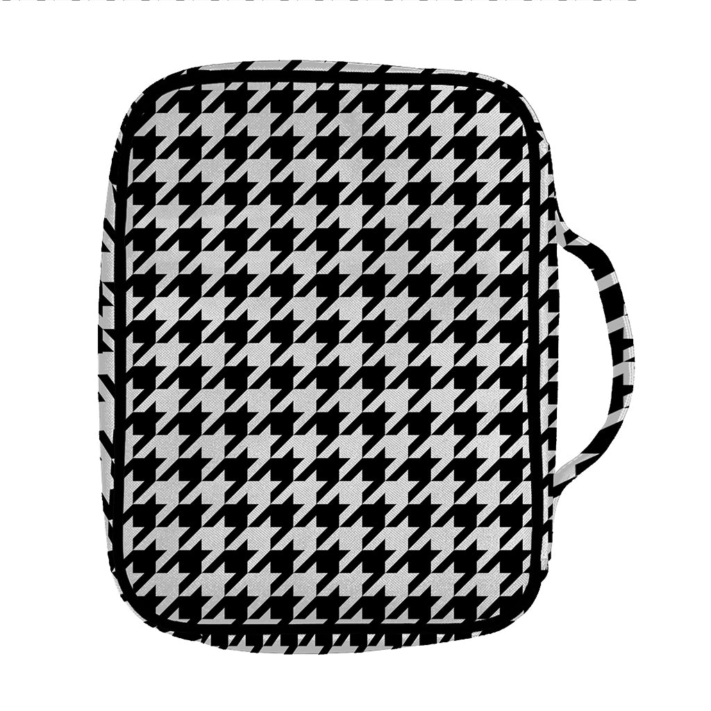 Black And White Houndstooth Print Front Pocket Bible Bag