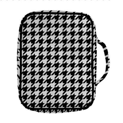 Black And White Houndstooth Print Front Pocket Bible Bag