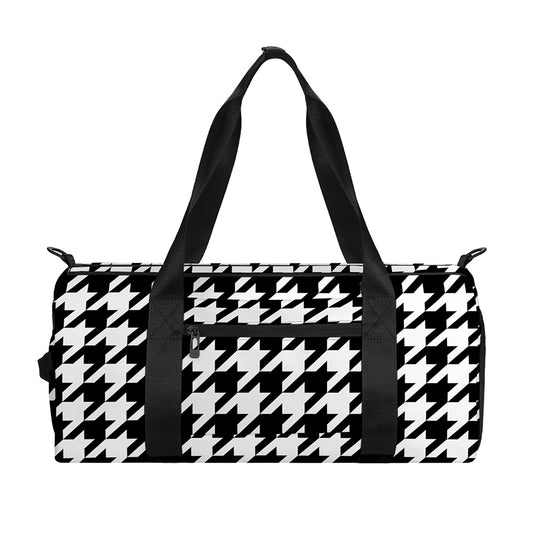 Black And White Houndstooth Print Gym Bag
