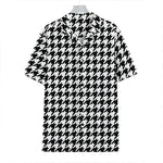 Black And White Houndstooth Print Hawaiian Shirt