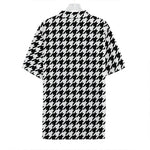 Black And White Houndstooth Print Hawaiian Shirt