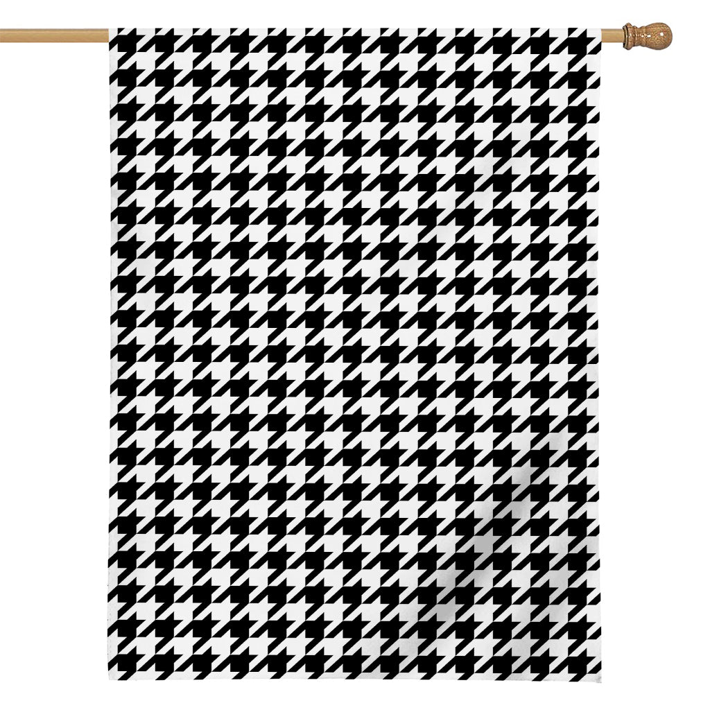 Black And White Houndstooth Print House Flag