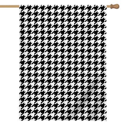 Black And White Houndstooth Print House Flag