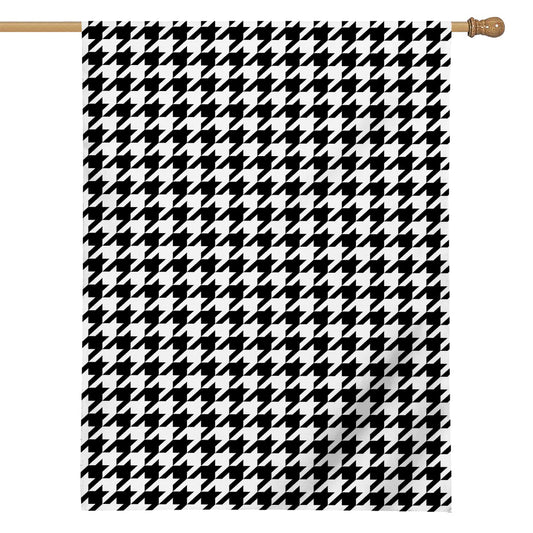 Black And White Houndstooth Print House Flag