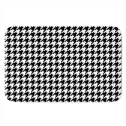 Black And White Houndstooth Print Indoor Door Mat