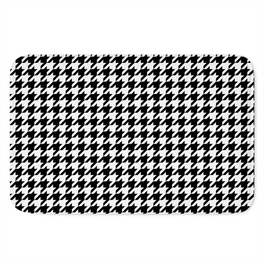 Black And White Houndstooth Print Indoor Door Mat