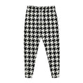 Black And White Houndstooth Print Jogger Pants